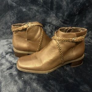 Michelle D Tan Ankle Boots with Braided Detail